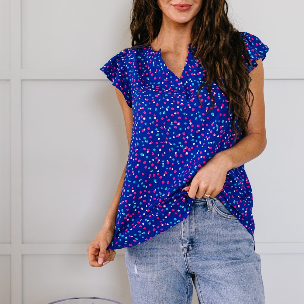 True Blue & Confetti Blouse - Picture 2 of 10
